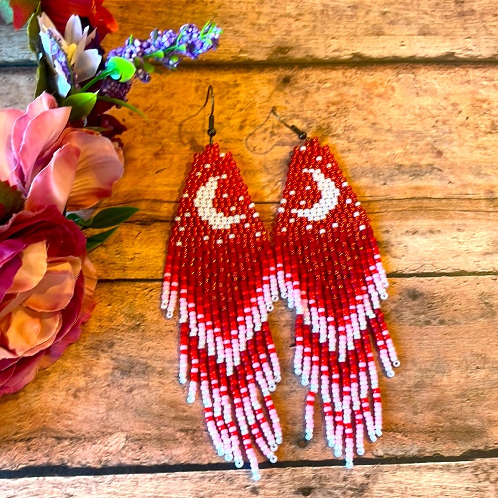 Moon beaded earring